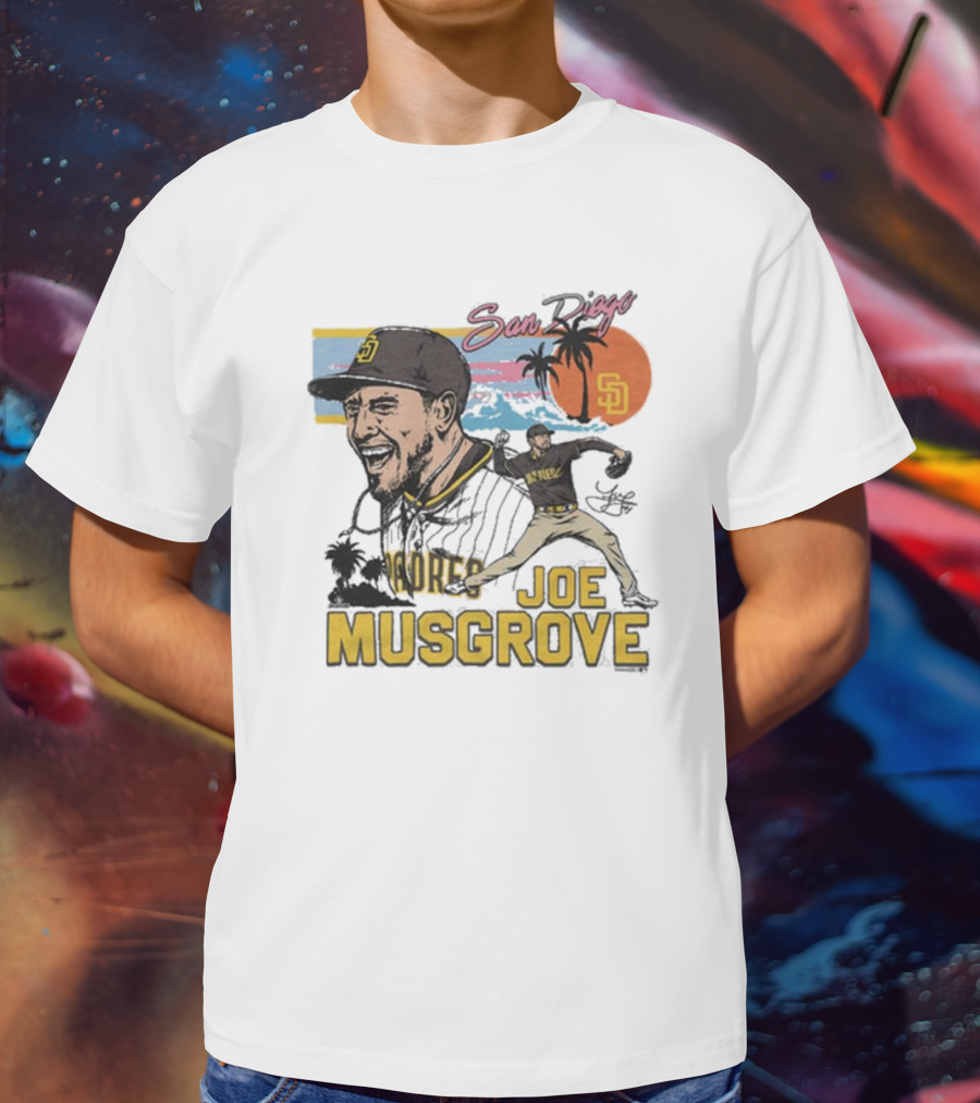 San Diego Padres Joe Musgrove MLB Homage Signature Painting T-Shirt