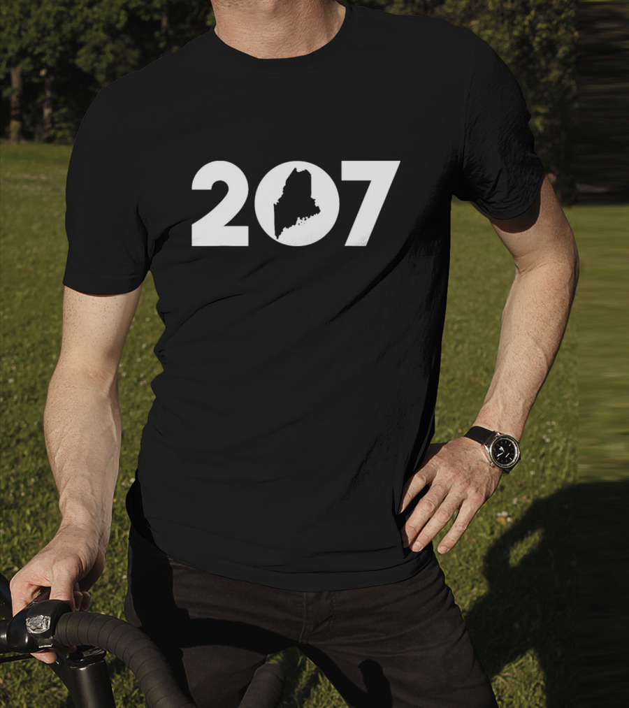 207 Maine Map Inside Area Code Pride T-Shirt
