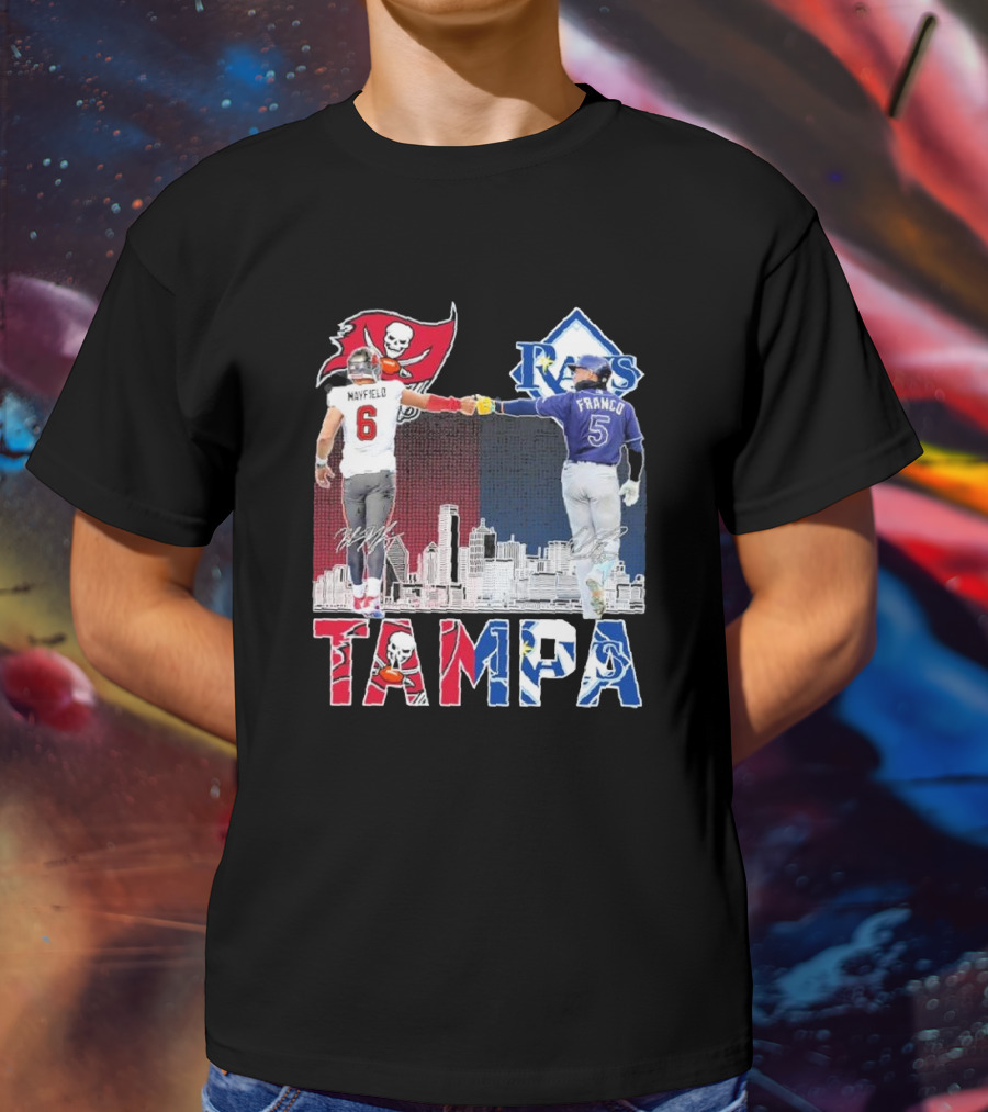 Mayfield 6 Buccaneers Franco 5 Rays Tampa City Collaboration T-Shirt