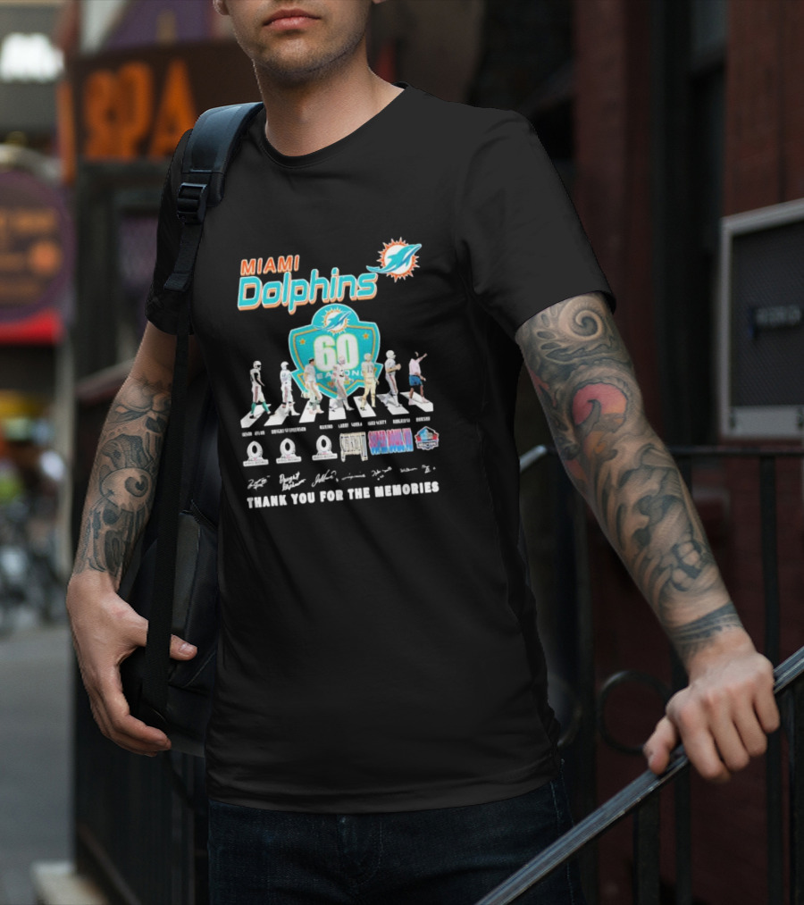 Miami Dolphins 60 Seasons Thank You For The Memories T-Shirt
