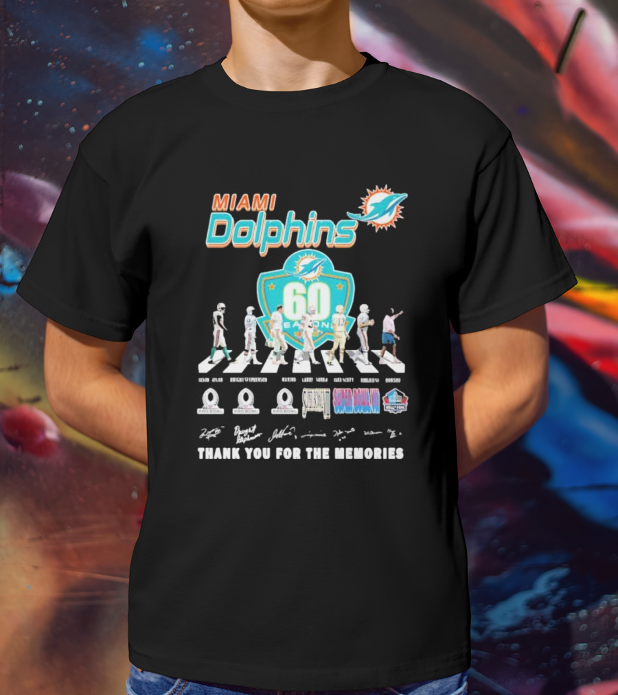 Miami Dolphins 60 Seasons Thank You For The Memories T-Shirt
