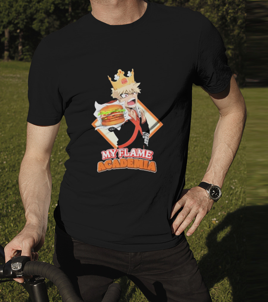 Bakugou Burger King My Flame Academia Jumbo Burger Crown Fusion T-Shirt