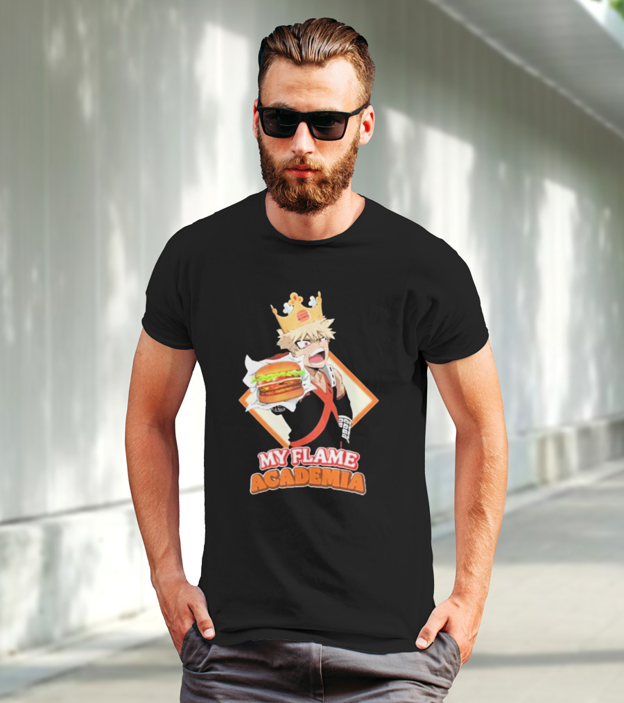 Bakugou Burger King My Flame Academia Jumbo Burger Crown Fusion T-Shirt