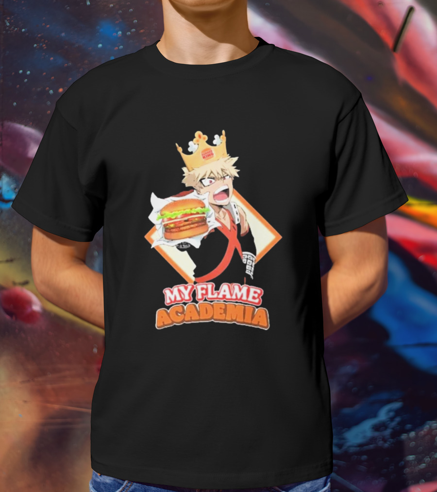 Bakugou Burger King My Flame Academia Jumbo Burger Crown Fusion T-Shirt