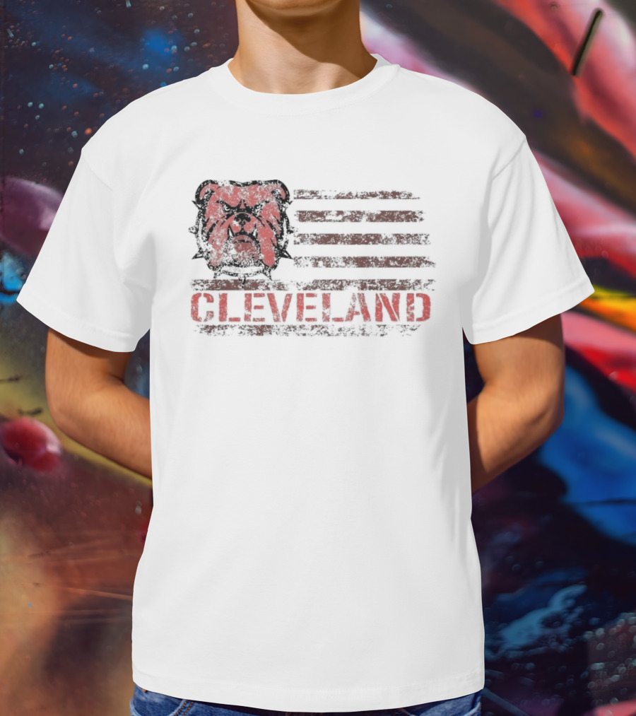 Cleveland Ohio Retro Vintage Classic Patriotic Bulldog Flag T-Shirt