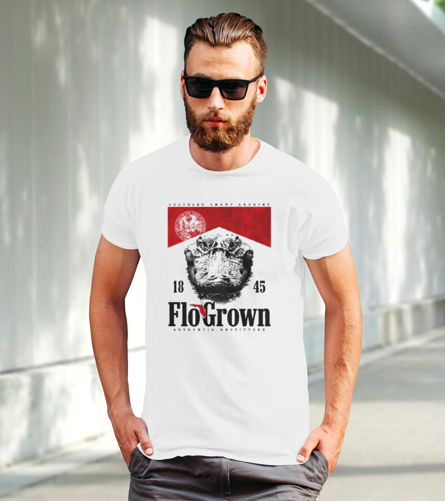 FloGrown Southern Swamp Country 1845 Authentic Outfitters With Florida Map T-Shirt