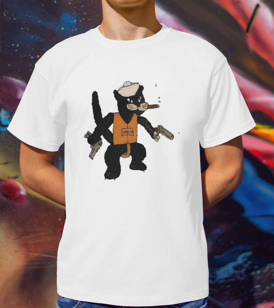 Dylan Cease's Cat Patrol Squadron VPB-71 Vintage Cartoon Panther With Guns And Cigar T-Shirt