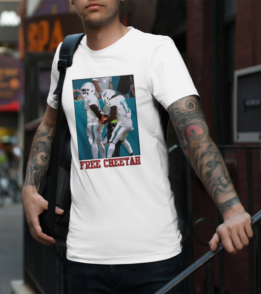 Free Cheetah Miami Dolphins Football Players T-Shirt