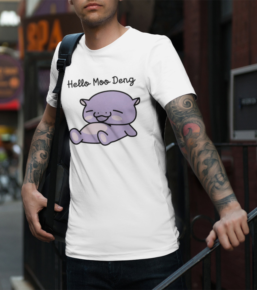 Hello Moo Deng Kawaii Happy Pig Character T-Shirt