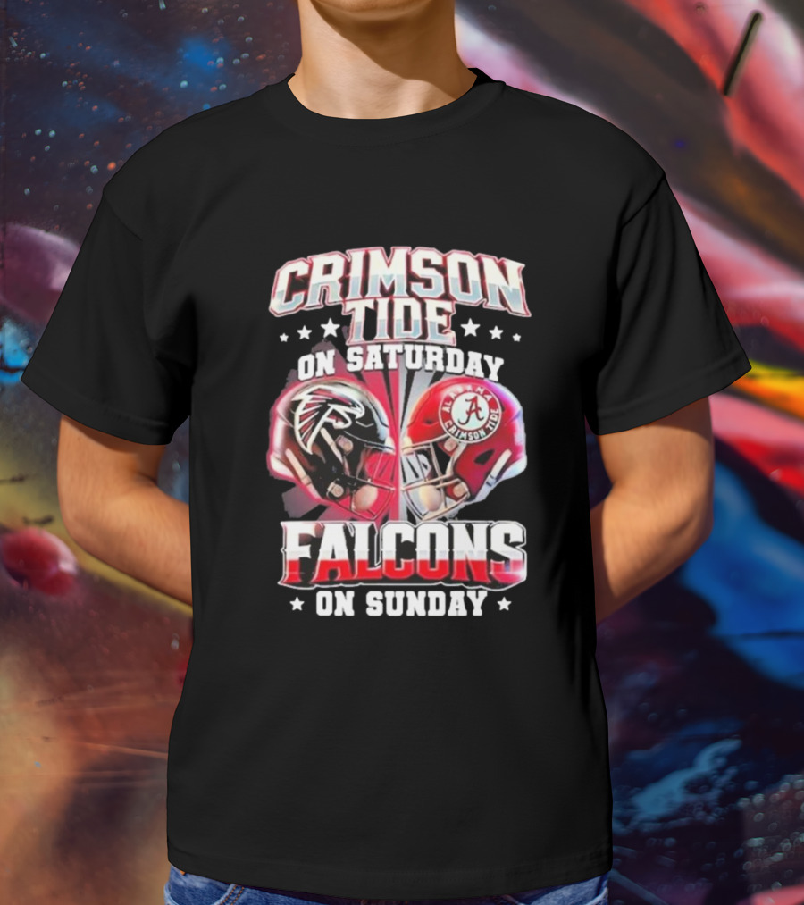 Crimson Tide On Saturday Falcons On Sunday Football Helmets T-Shirt