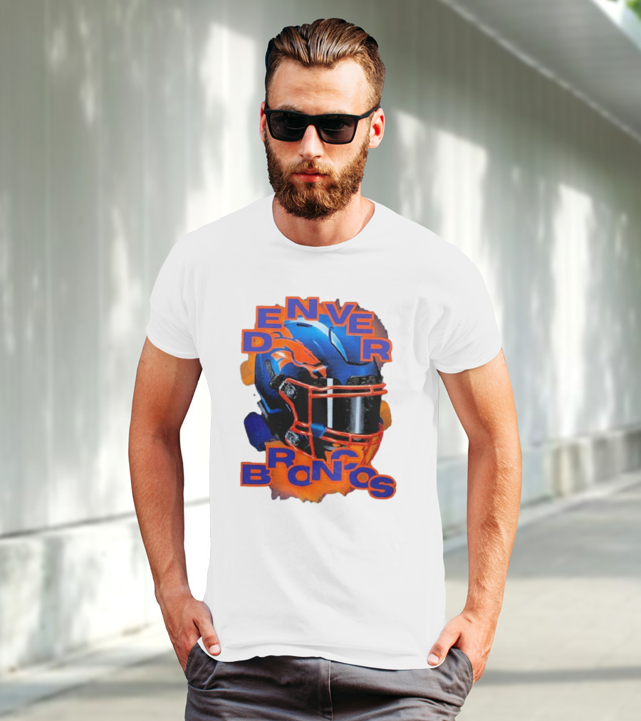 Denver Broncos Helmet Team Sports T-Shirt