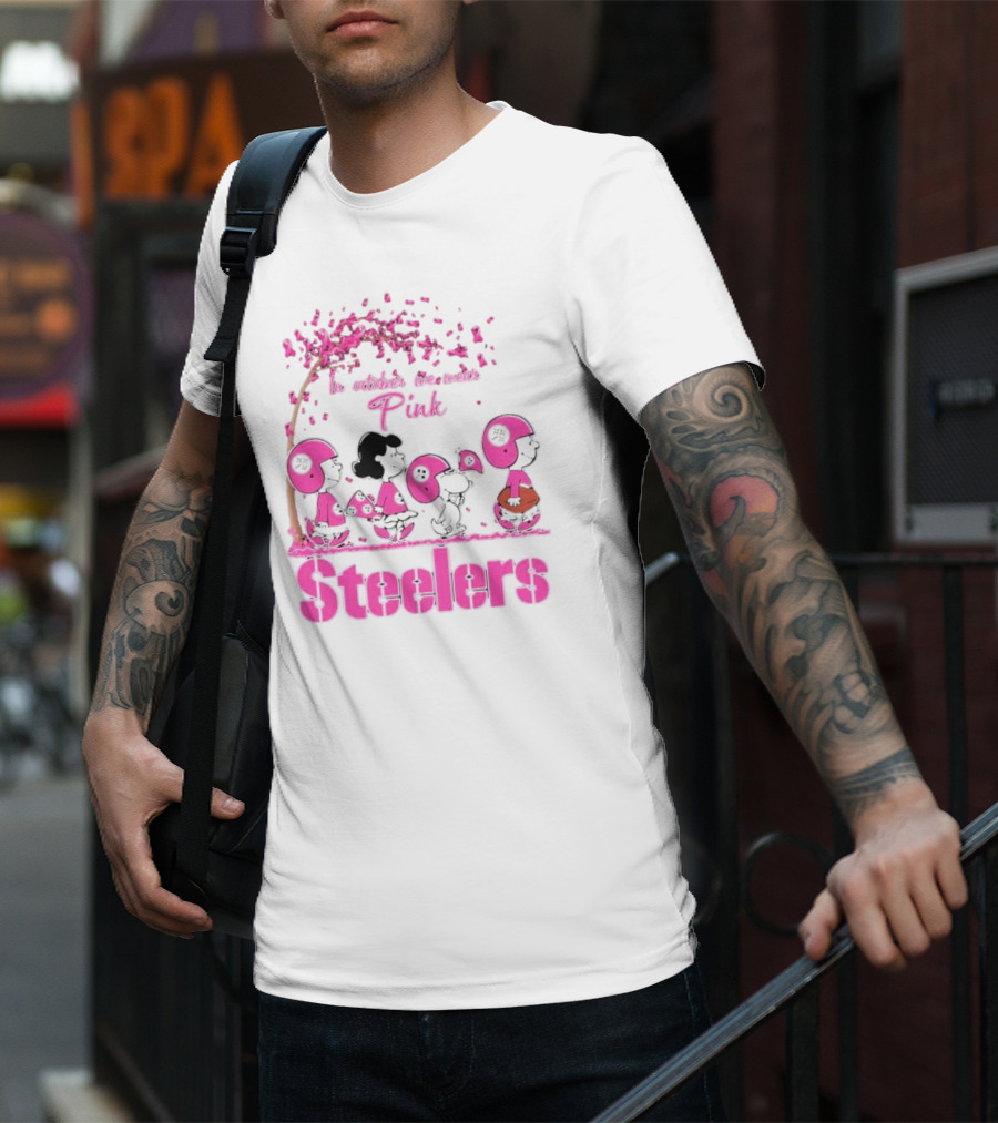 In October We Wear Pink Snoopy Steelers Breast Cancer Awareness T-Shirt