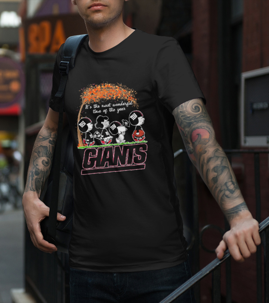 It’s The Most Wonderful Time Of The Year Giants New York Football Fans Peanuts Characters Autumn Tree T-Shirt