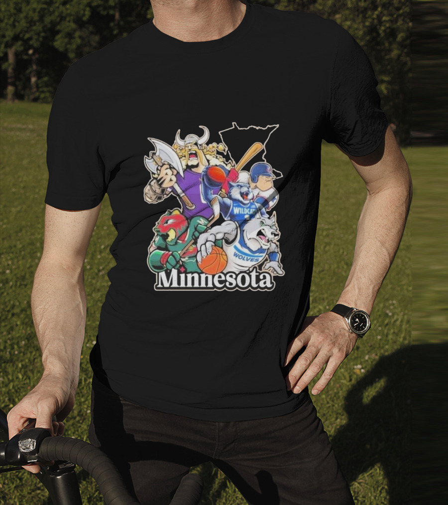 Minnesota Vikings Wildcat Wolves Sports Teams Mascots Vintage T-Shirt