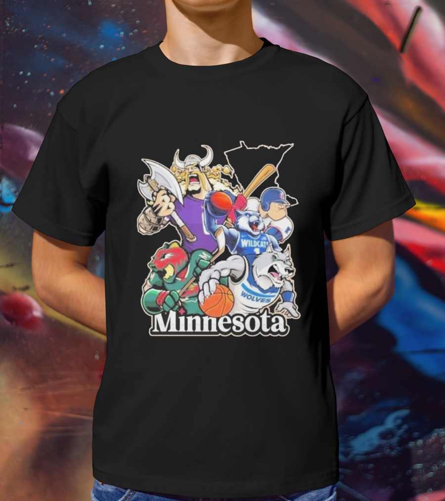 Minnesota Vikings Wildcat Wolves Sports Teams Mascots Vintage T-Shirt