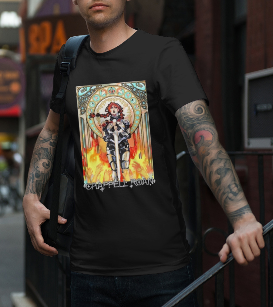 Chappell Roan Knight Armor Flame Background T-Shirt