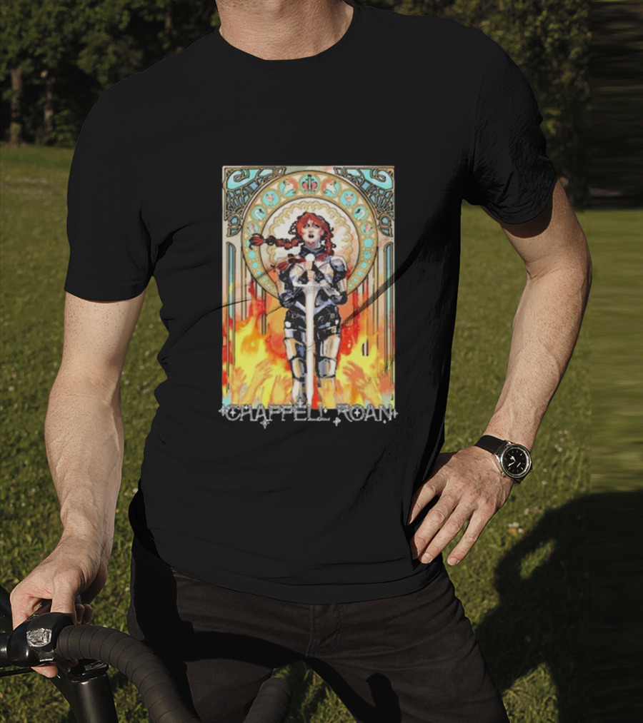 Chappell Roan Knight Armor Flame Background T-Shirt
