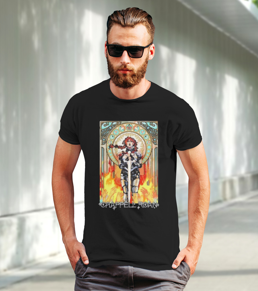Chappell Roan Knight Armor Flame Background T-Shirt