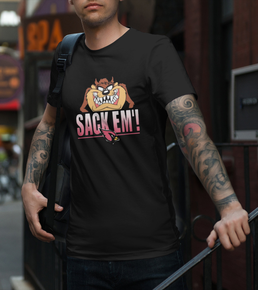 Looney Tunes Taz Sack Em Arizona Cardinals NFL T-Shirt