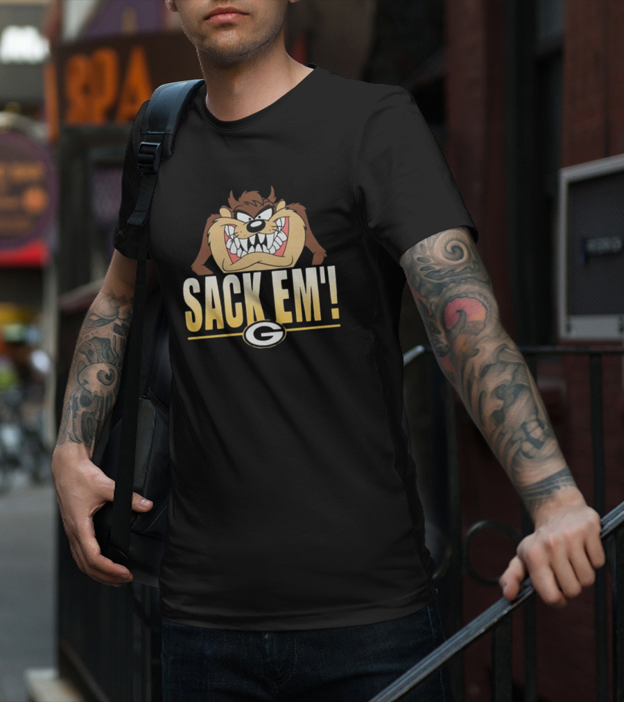 Looney Tunes Taz Sack Em Green Bay Packers NFL T-Shirt