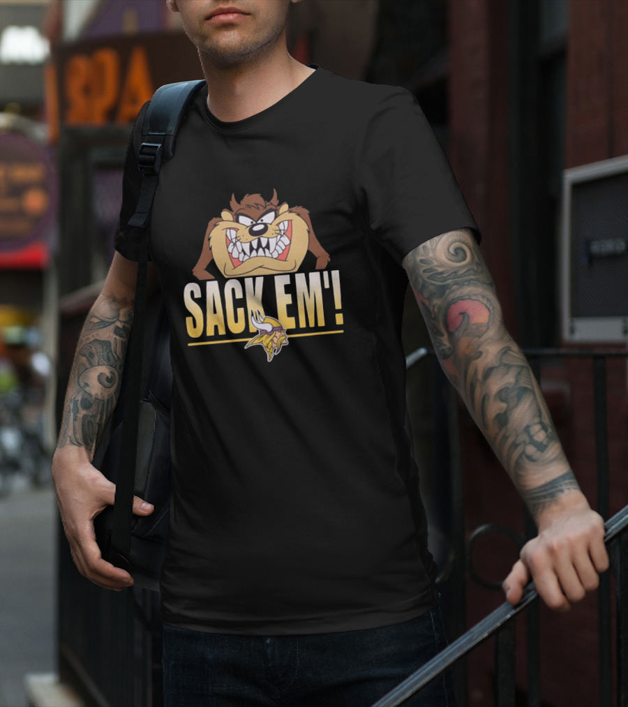 Looney Tunes Taz Sack Em’ Minnesota Vikings NFL T-Shirt