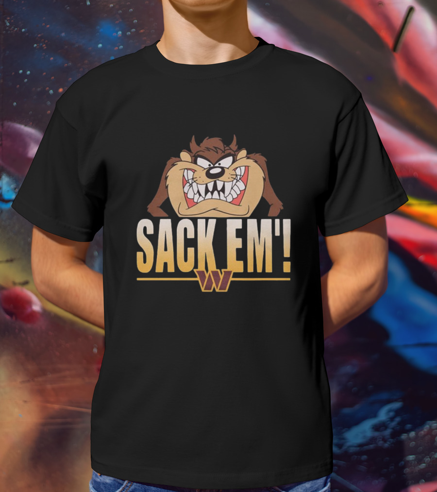 Looney Tunes Taz Sack Em’ Washington Commanders NFL T-Shirt