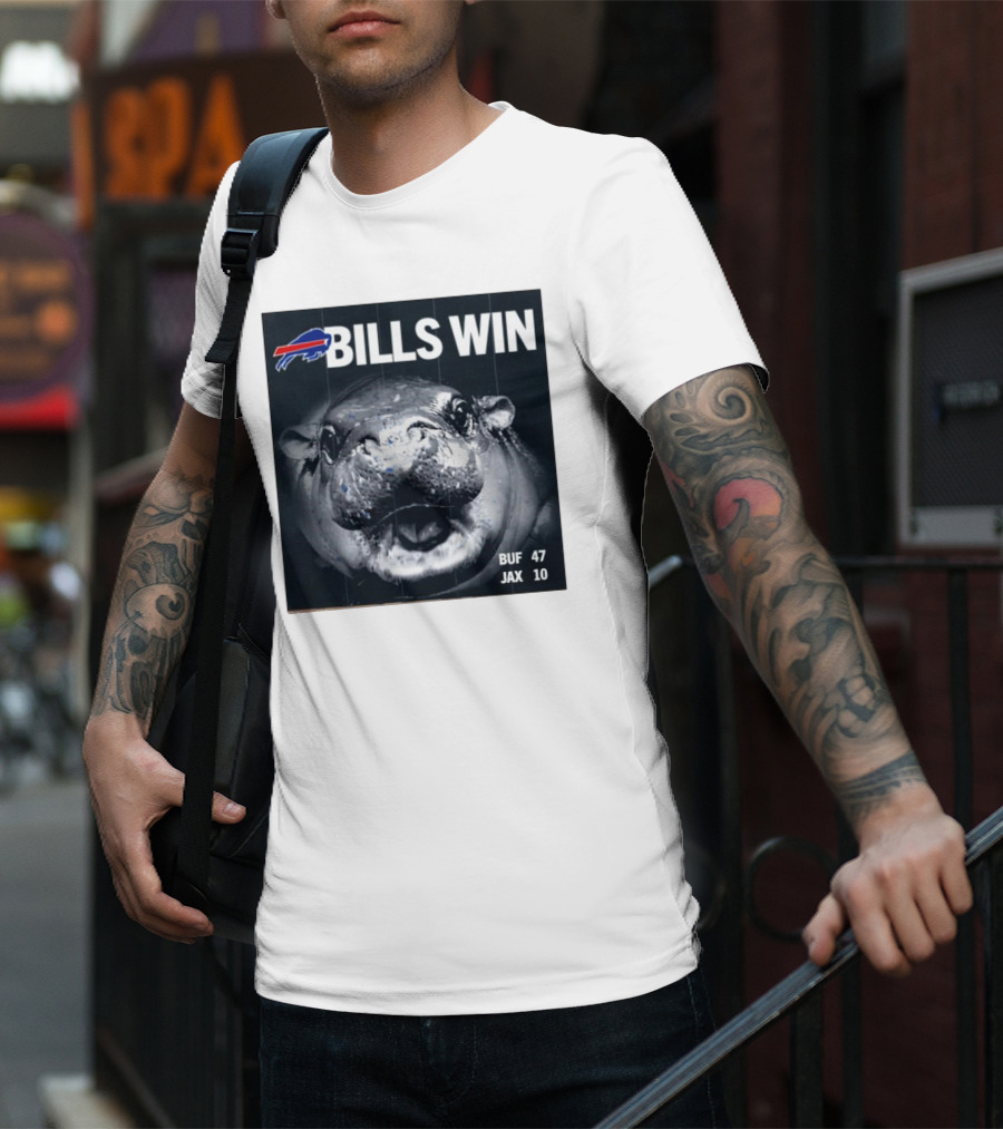BILLS WIN Buffalo Bills Mafia GoBills Moodeng BUF 47 JAX 10 T-Shirt