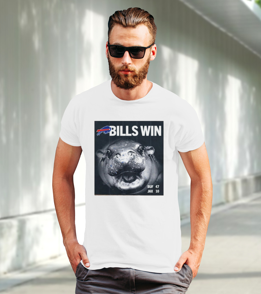 BILLS WIN Buffalo Bills Mafia GoBills Moodeng BUF 47 JAX 10 T-Shirt