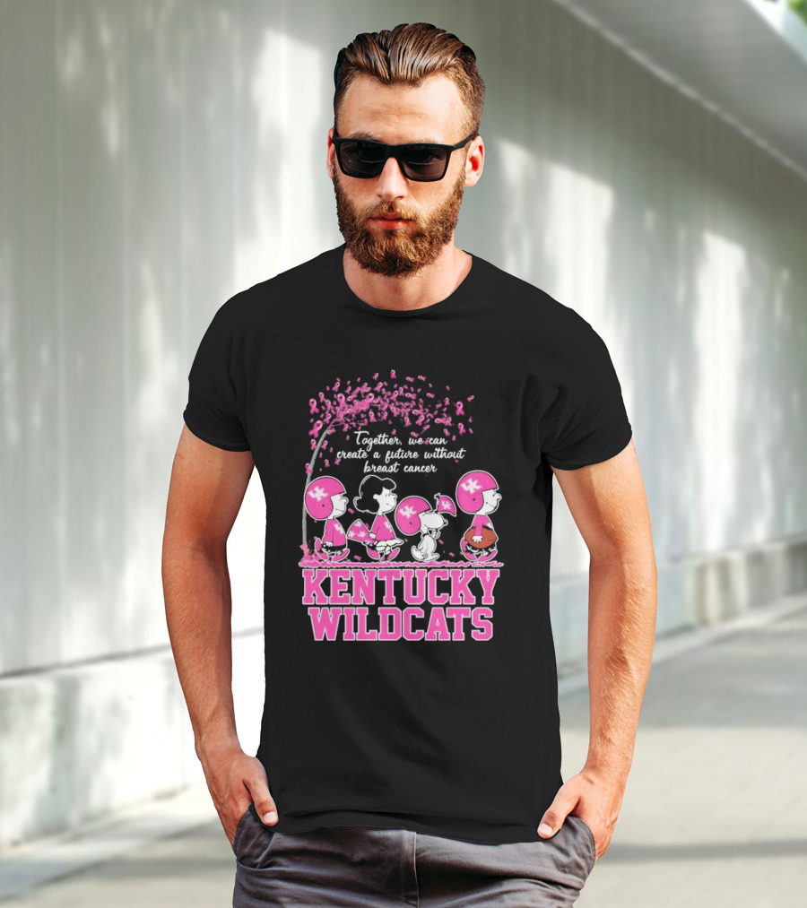 Peanuts Characters Kentucky Wildcats Together We Can Create A Future Without Breast Cancer T-Shirt