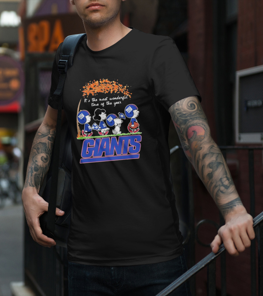 Peanuts Characters New York Giants Most Wonderful Time Of The Year Giants T-Shirt