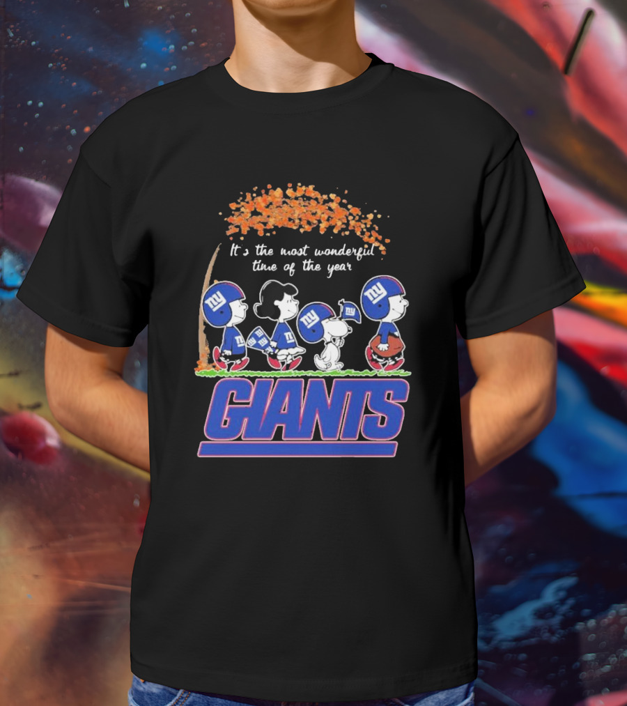 Peanuts Characters New York Giants Most Wonderful Time Of The Year Giants T-Shirt