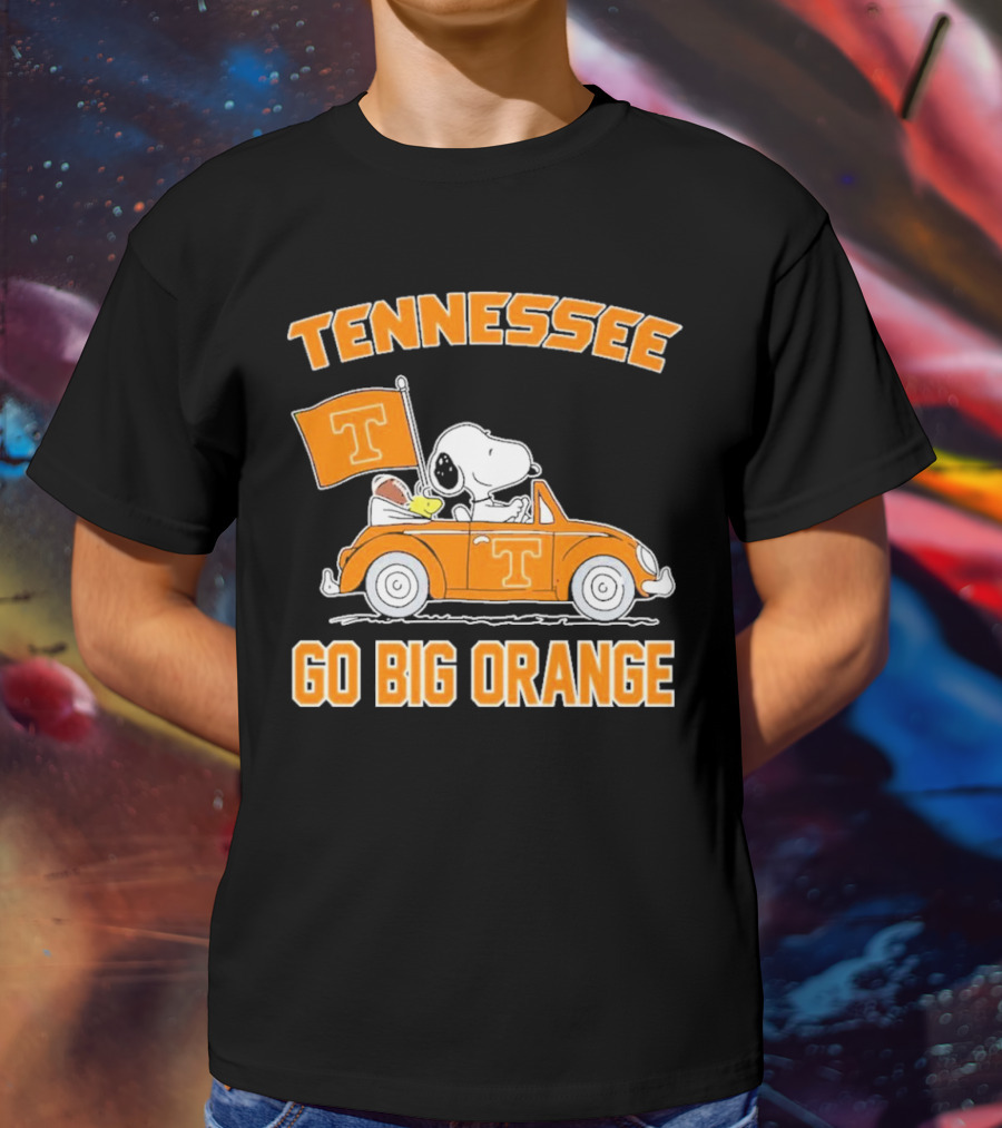 Tennessee Volunteers Snoopy Woodstock Car Go Big Orange T-Shirt