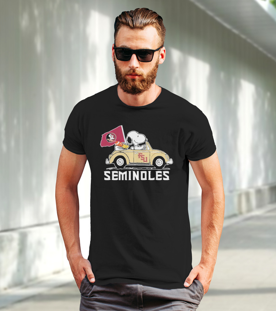 Peanuts Snoopy And Woodstock Florida State Seminoles FSU Car Seminoles T-Shirt