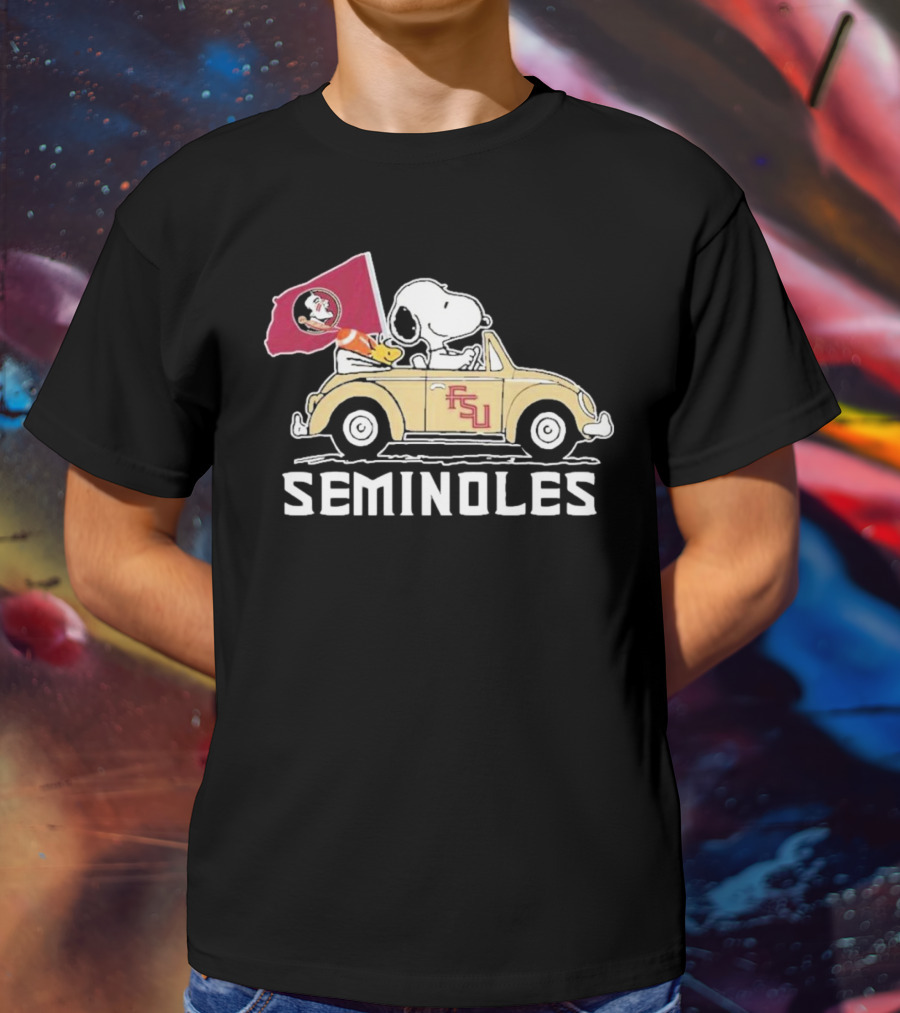 Peanuts Snoopy And Woodstock Florida State Seminoles FSU Car Seminoles T-Shirt