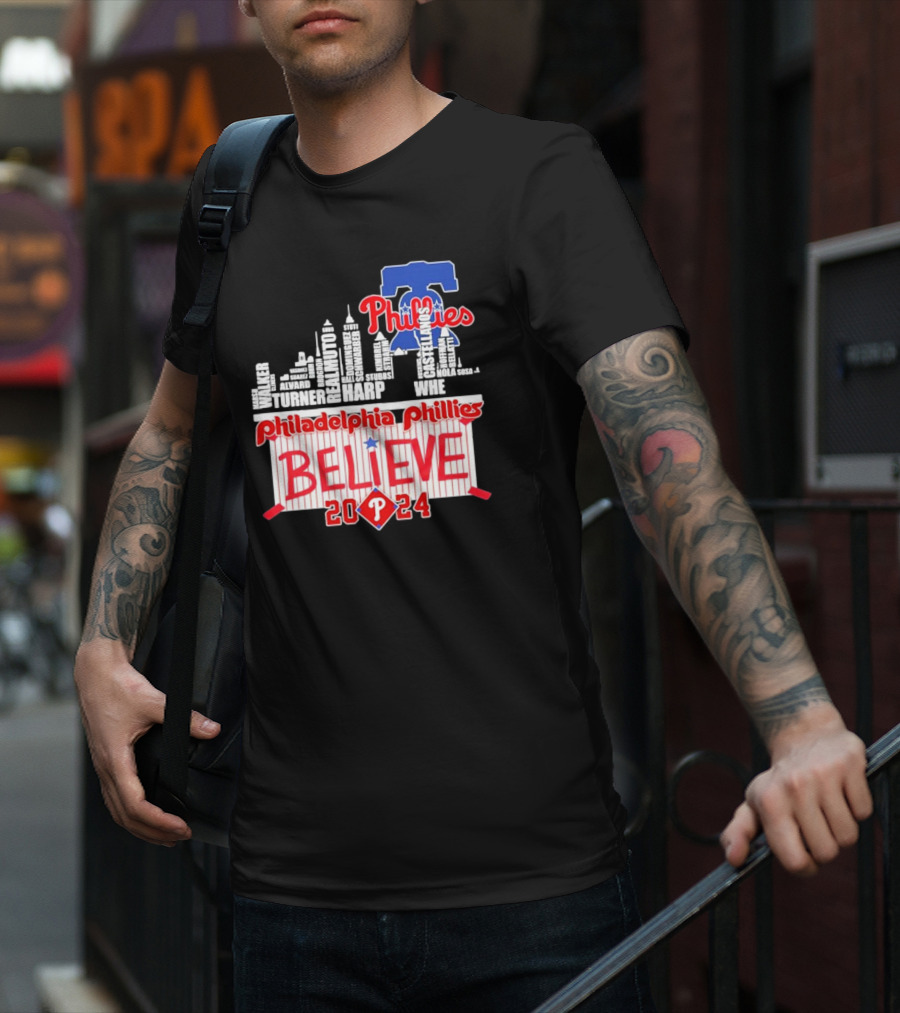 Philadelphia Phillies Believe Skyline Players Names October T-Shirt
