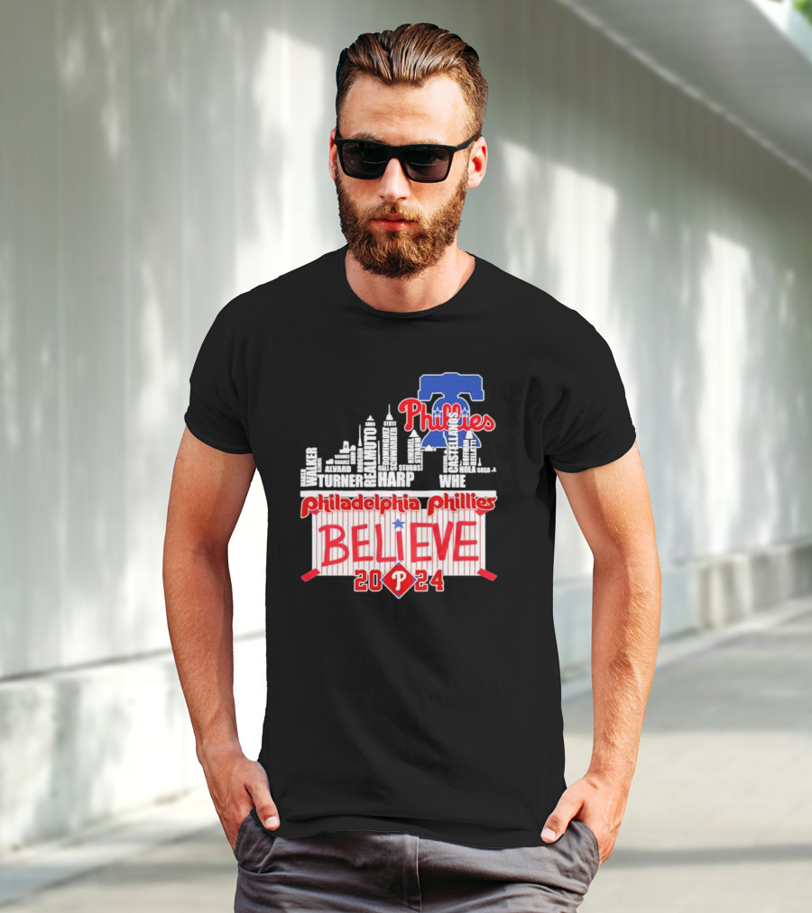 Philadelphia Phillies Believe Skyline Players Names October T-Shirt