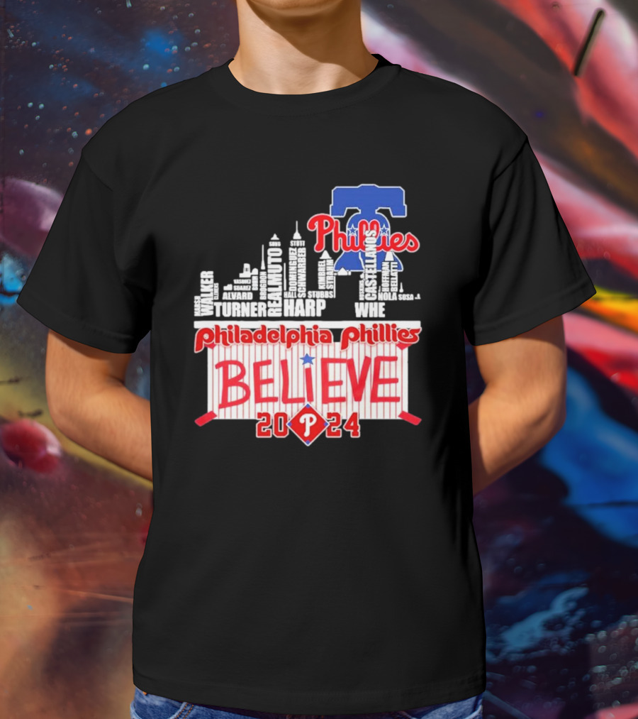 Philadelphia Phillies Believe Skyline Players Names October T-Shirt