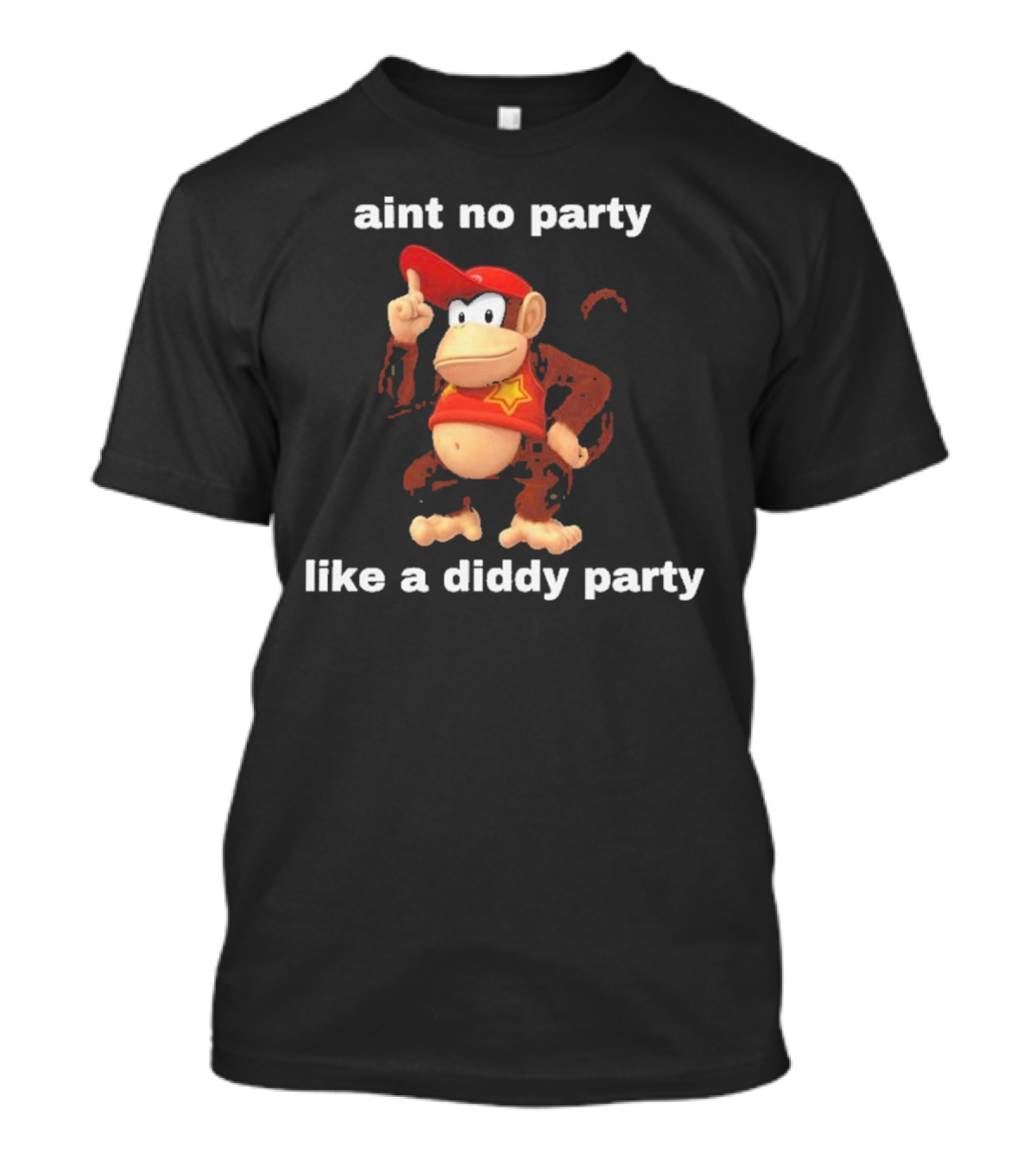 Aint No Party Like A Diddy Party Funny Meme Monkey With Red Hat And Star T-Shirt