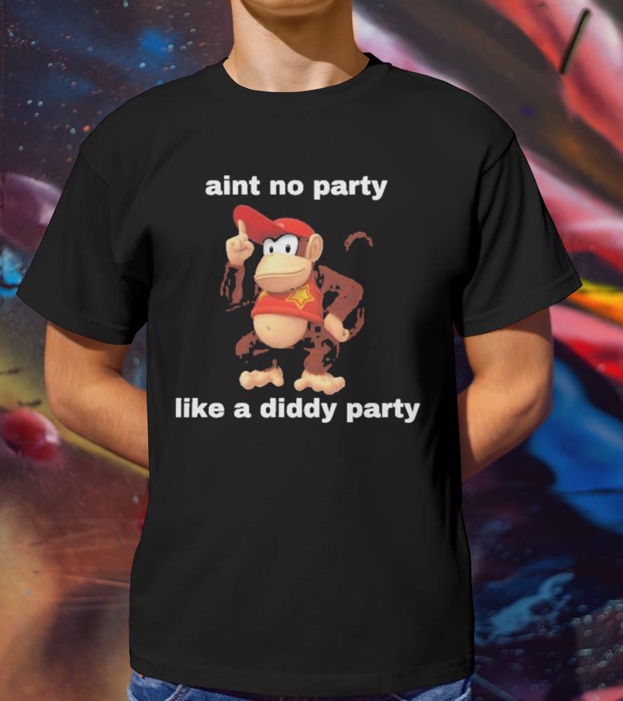 Aint No Party Like A Diddy Party Funny Meme Monkey With Red Hat And Star T-Shirt