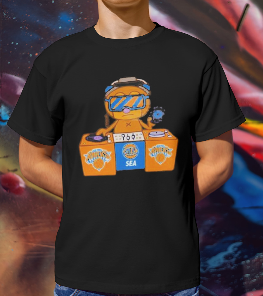 NY Knicks SEA X Parappa The Rapper DJ Setup T-Shirt