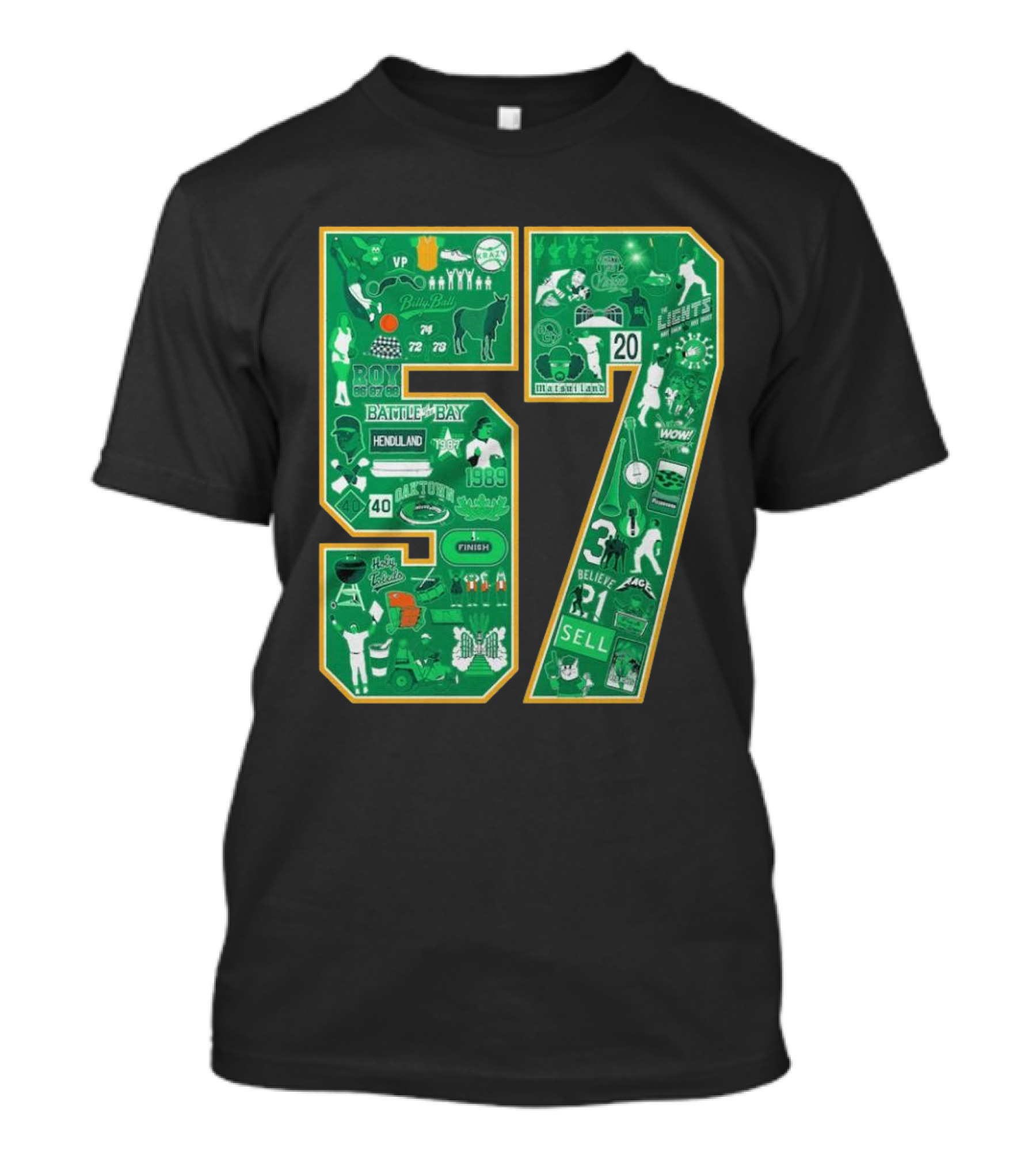 Oakland Athletics History Battle Of The Bay 57 Years Legends Sell 1989 MVP Rickey Henderson T-Shirt