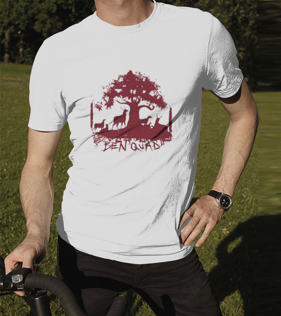 Ben Quad Deer Under Red Tree Natural Pure Noise T-Shirt