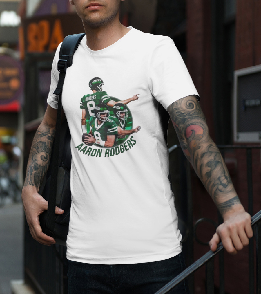 Aaron Rodgers New York Jets NFL Quarterback Number 8 T-Shirt