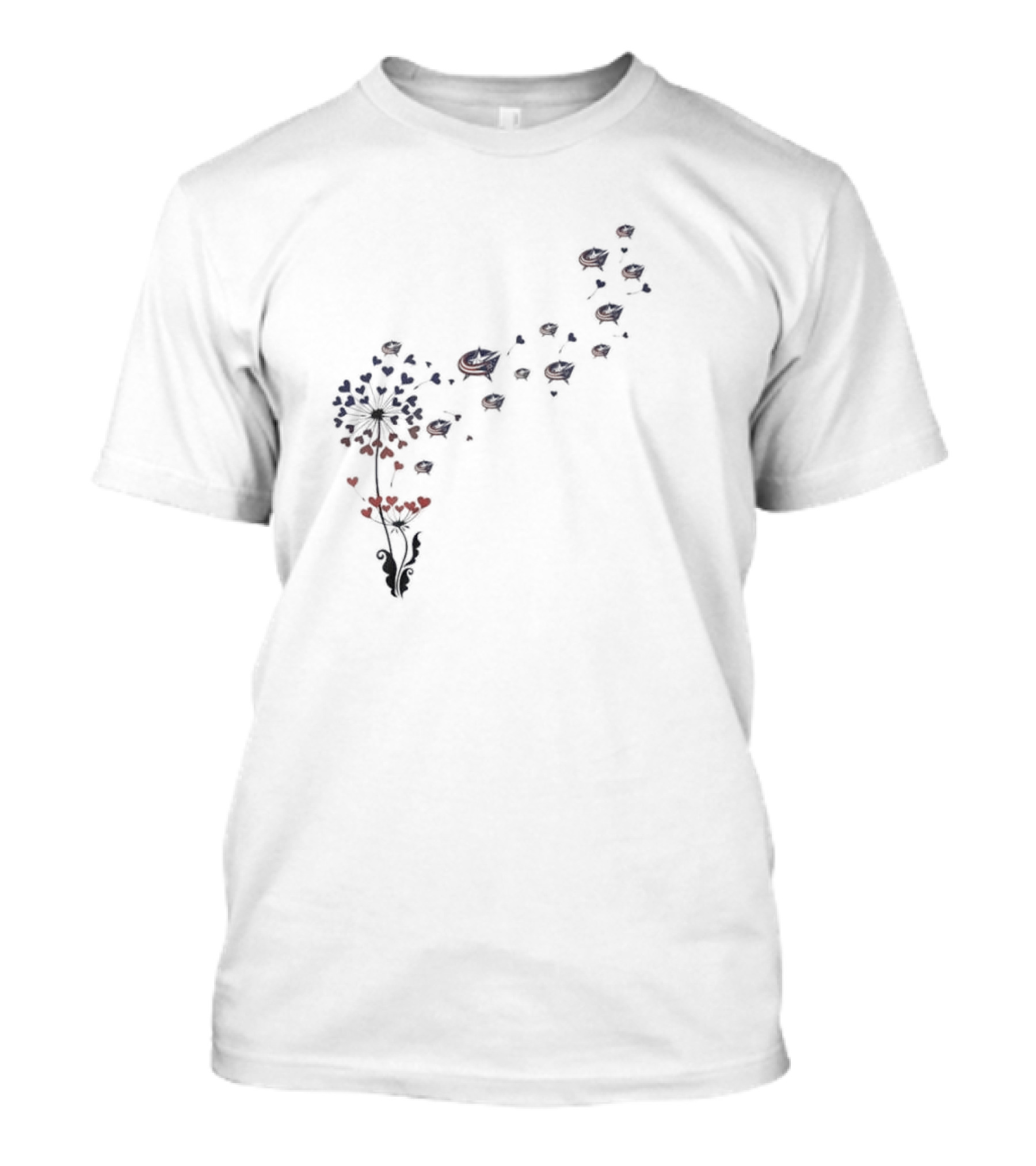 Columbus Blue Jackets Dandelion Floral Butterfly Iconic Emblem T-Shirt
