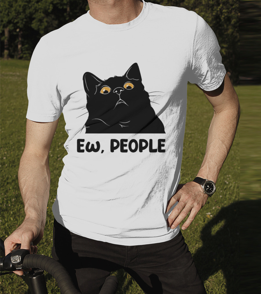 Ew People Cat Black Silhouette With Yellow Eyes T-Shirt