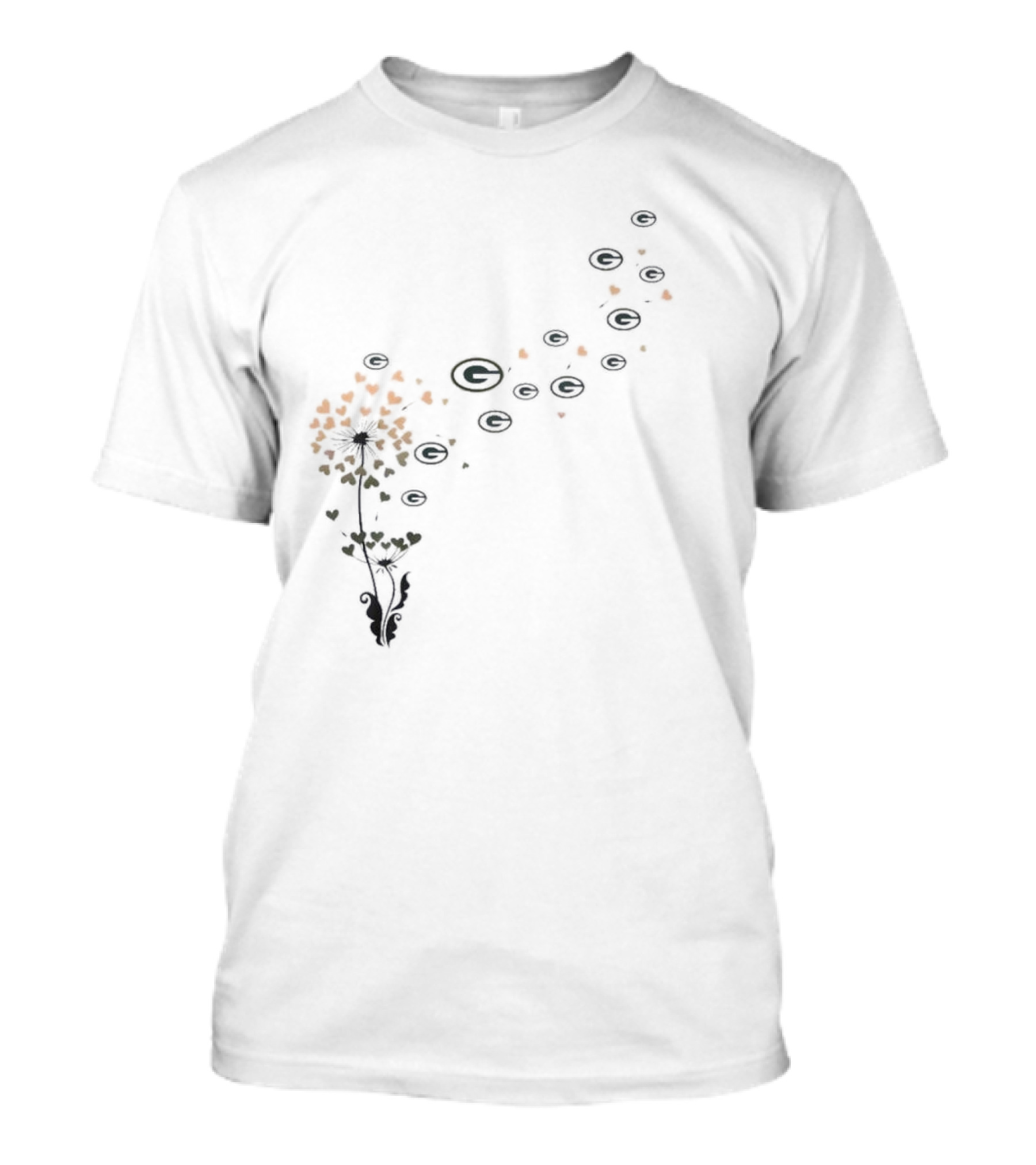 Green Bay Packers Floral Dandelion Logo Formation T-Shirt