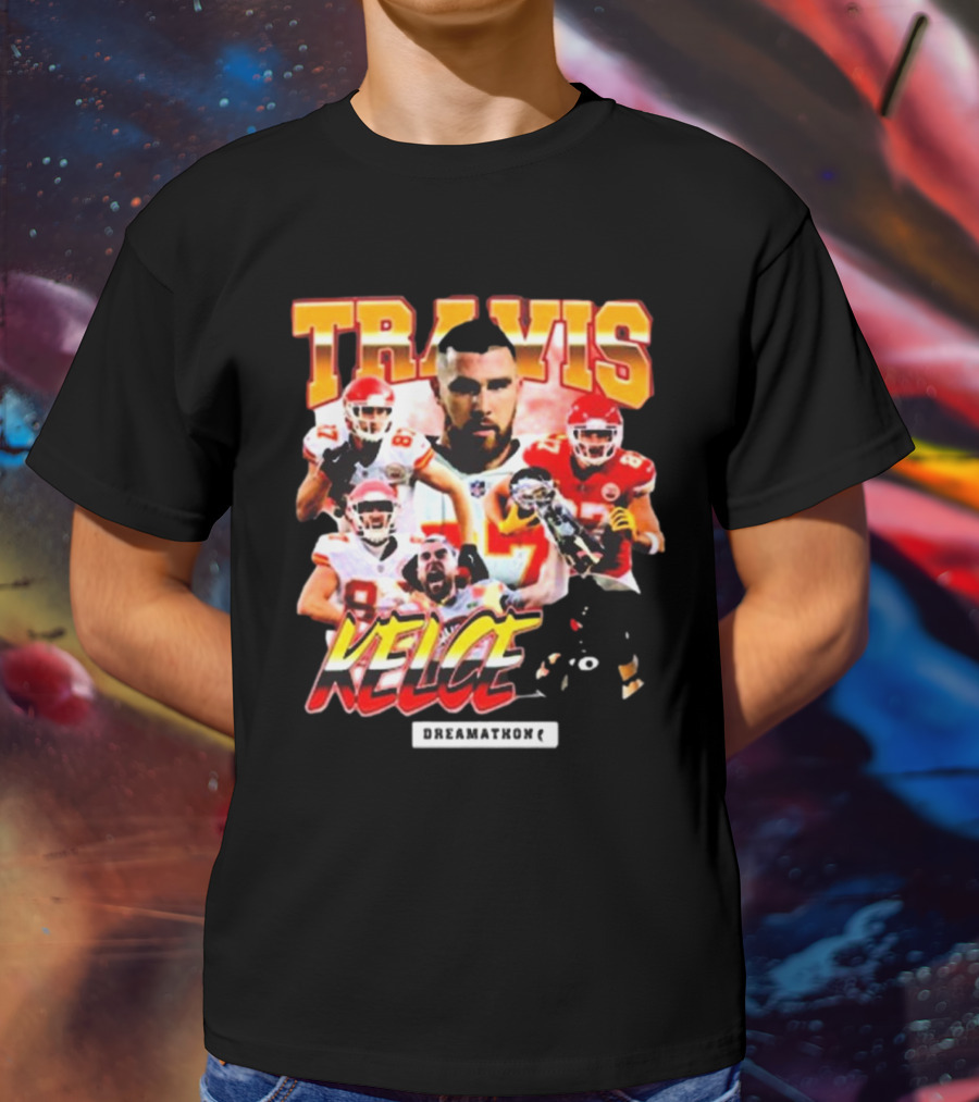 Travis Kelce Kansas City Chiefs Dreamathon Football Player Collage T-Shirt