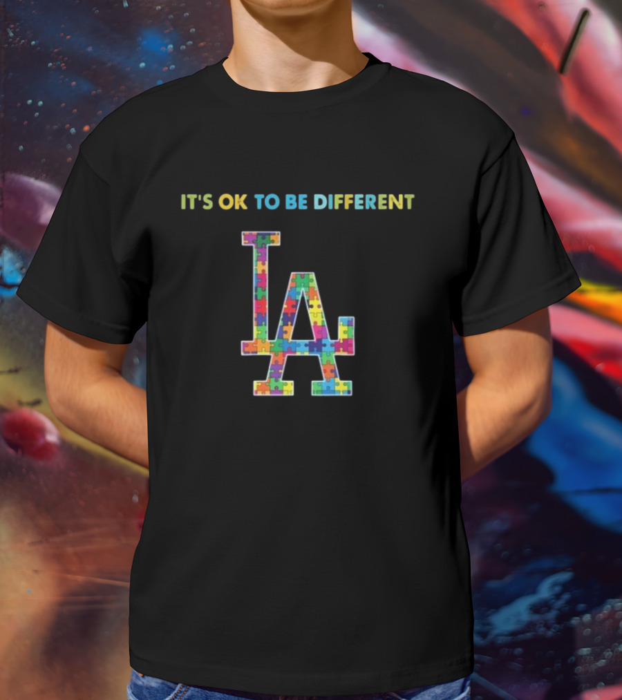 It's OK To Be Different LA Dodgers Autism T-Shirt