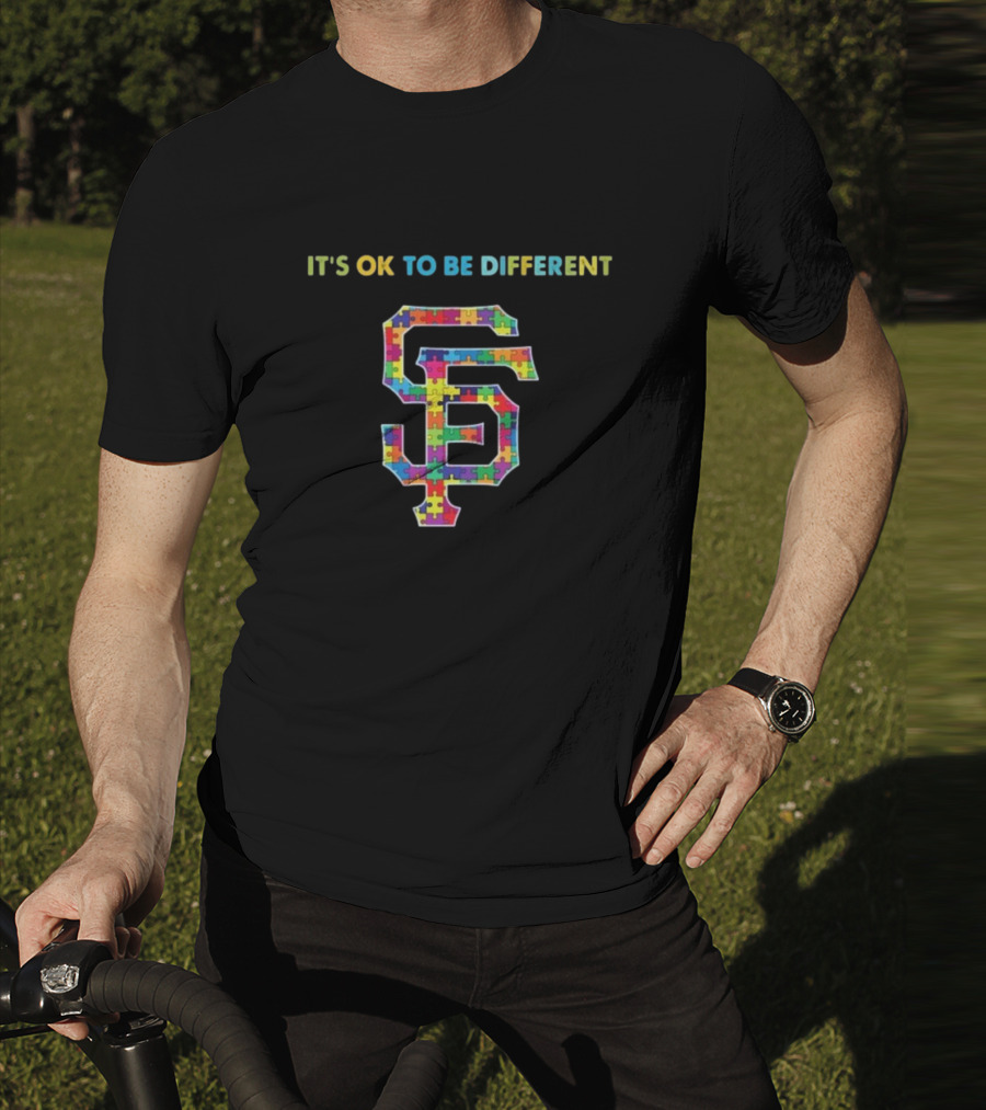 MLB San Francisco Giants It's OK To Be Different Autism Puzzle Pattern T-Shirt