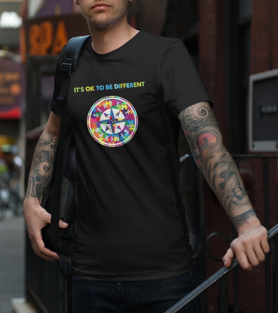 IT'S OK TO BE DIFFERENT Seattle Mariners Autism T-Shirt